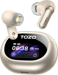 TOZO NC20 Pro Active Noise Cancelling Wireless Earbuds with Smart Touch Screen, LDAC Hi-Res Audio, Stereo Bass, 6 Mics AI Call Ear Buds, 80H Playtime, IPX8 Waterproof, 32 EQ via App, Wireless Charging