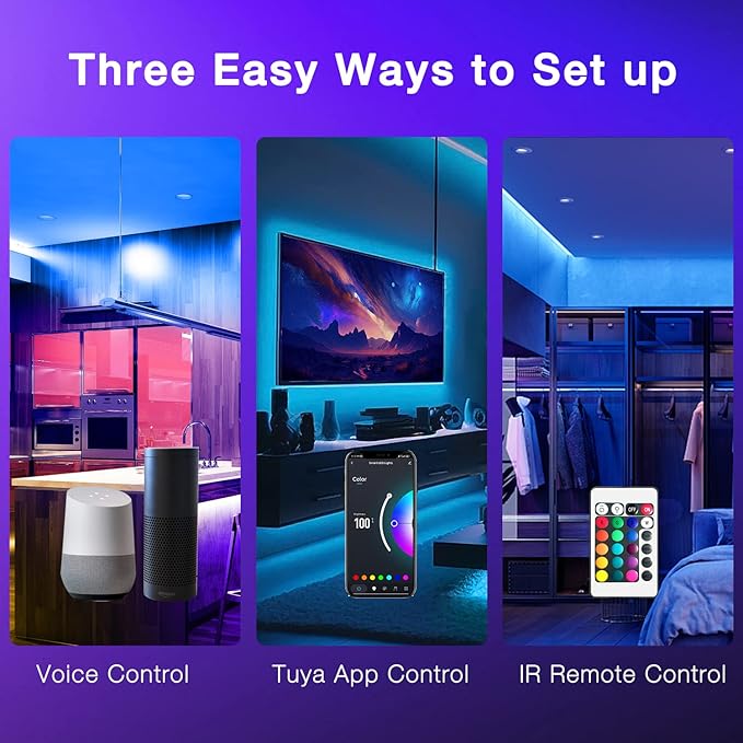 DAYBETTER 65.6ft WiFi Smart Led Lights Strip with Tuya App Control for Bedroom Decoration Work with Alexa and Google Assistant 1 Roll