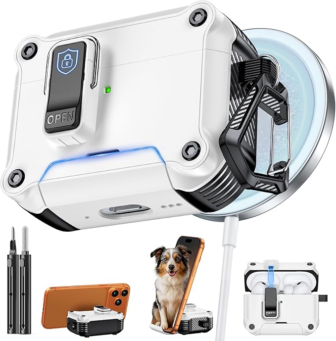 Inesore Compatible with AirPods Pro 3 Generation Case,Secure Lock & Phone Stand Design,Compatible with MagSafe,Automatic Snap Switch Secure Cover for New AirPods Pro 3rd (2025)-White