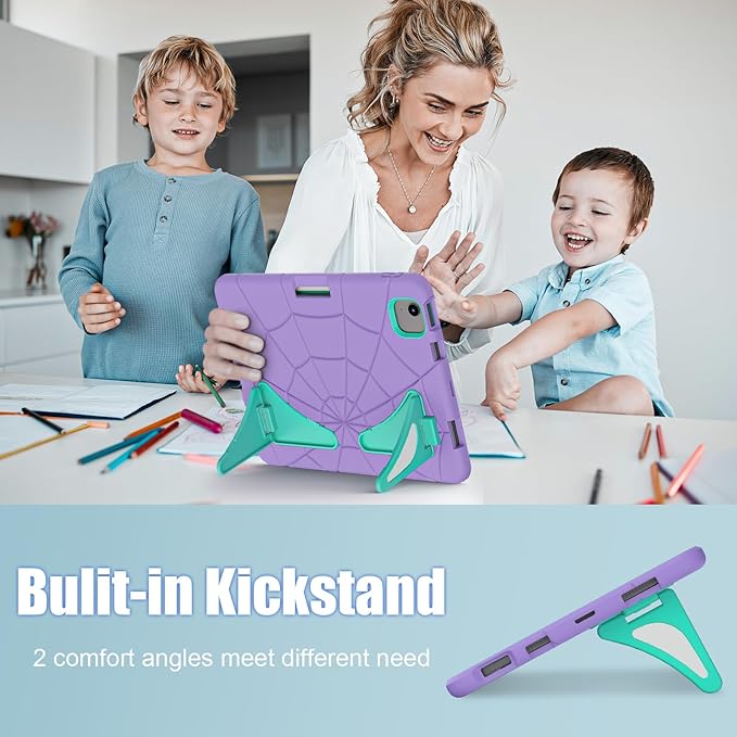 AKABEILA Compatible with Apple iPad Air 11(2026)M4/iPad Air 11(2024)/iPad Air 11(2025)M3 11 inch Tablet Case，Lightweight Protective Cover with Kickstand for Kids Children Boys Babies Purple Mint Green