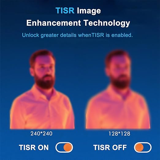 Thermal Imaging Camera Super Resolution 240 x 240, 15-Hour Battery Life, 128 x 128 IR Resolution, 25Hz Infrared Camera, High/Low Temp Alerts, Auto Shutdown, -4°F to 1022°F, Thermal App Image Transfer