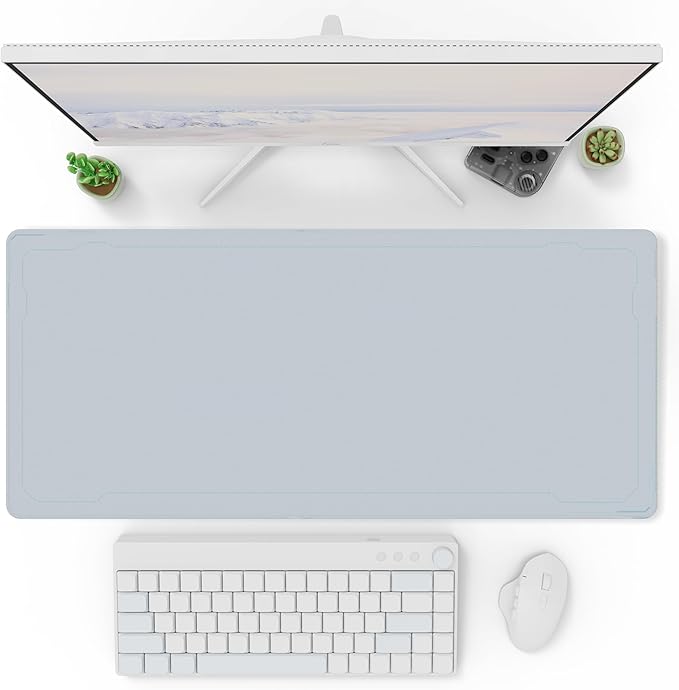 Pixio Mouse Pads - 36 x 16 inch XXL Blue Border Multifunctional Large Desk Mats for Gaming, Office, Desktop Anti-Slip Waterproof Washable Computer Mouse Mat