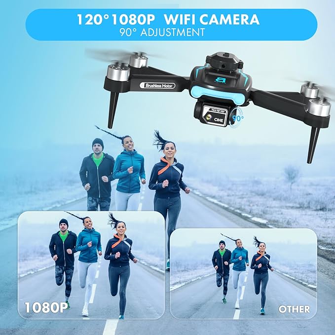Drone with Camera for Adults 1080P HD,Mini Drone with Obstacle Avoidance 50 Min Long Flight Time,Foldable RC Quadcopter with Brushless Motor for Beginner,Dual Camera Drone from Techwonderz