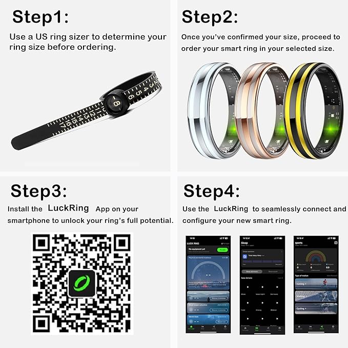 Smart Ring for Women Health Ring Fitness Ring Fitness Tracker with Sleep Heart Rate Monitoring Pedometer Calorie for Android iOS