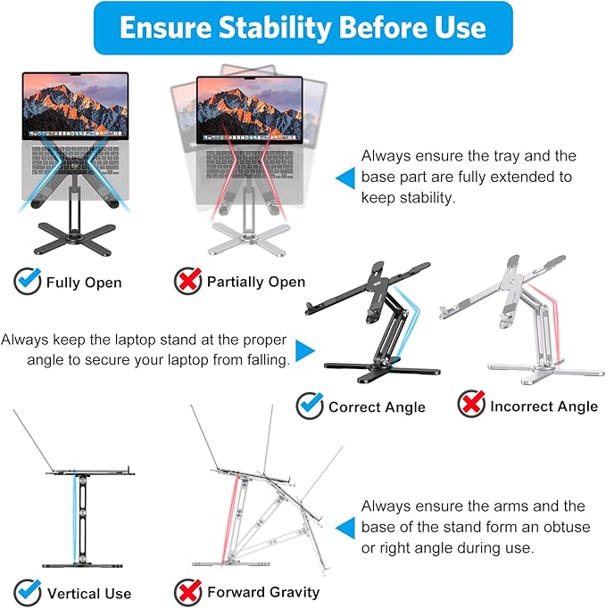 OMOTON 360° Rotating Laptop Stand Riser for Desk, Ergonomic Foldable Computer Stand Adjustable Height Angles for Collaborative Work, Easy Storage Fit Macbooks,All Laptops up to 16 inches, Black