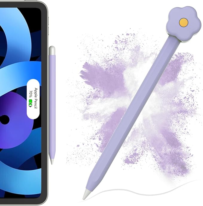 Silicone Case Compatible with Apple Pencil 2nd Generation, Pro - Cute Protective Cover Compatible with Apple Pen 2, Pencil Sleeve for ipad Pencil 2nd Gen, Shockproof Skin for iPad Pen (Purple)