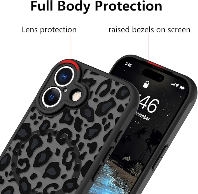 KANGHAR Case Compatible with iPhone 17 Leopard Printed Pattern [Compatible with Magsafe] Cute Cheetah Protective Magnetic Case for Girls Women Men 6.3"