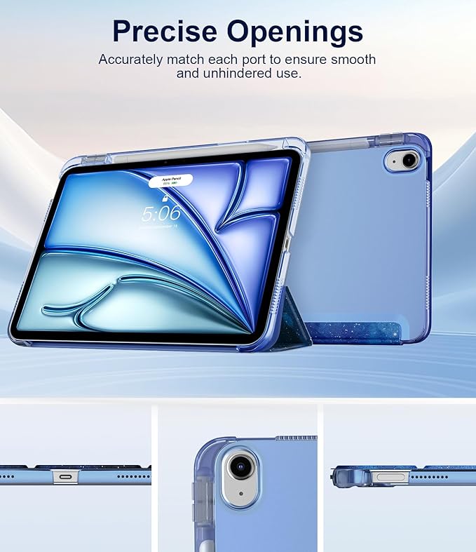 TiMOVO Case for iPad Air 11 Inch M4 2026/M3 2025/M2 2024, iPad Air 5th Generation 2022/4th Gen 2020 10.9 Inch with Pencil Holder, Stand Cover with Translucent Back, Auto Wake/Sleep, Blue Starry Sky