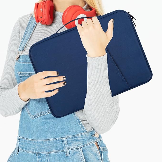 CAAORDKSO 9-11 Inch Tablet Sleeve Case for iPad 11 inch A16, 11" iPad Air/Pro, Amazon Fire HD 10 Tablet/Fire Max 11, 11” Samsung Galaxy Tab A9+/ S8/ S7/ S6, 9.7 10.2" 10.5" 10.9" iPad Bag, Navy Blue