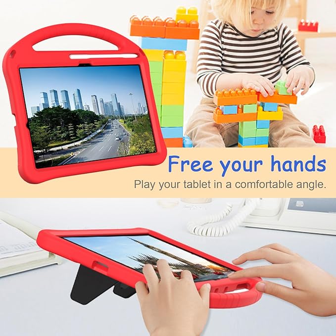 Kids Case for Samsung Galaxy Tab S11 2025 11" Tablet, Techcircle Light Weight Shock Proof EVA Foam Handle Rugged Stand Protective Case, Red