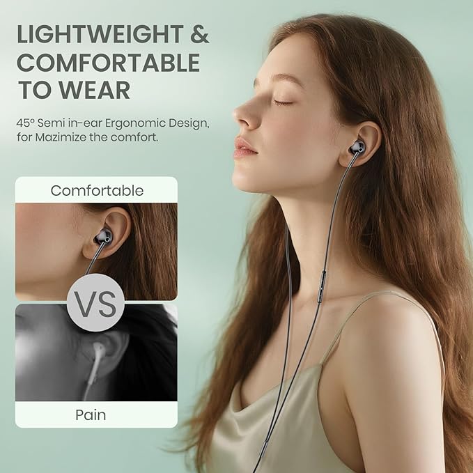 USB-C Wired Earbuds with Microphone, Volume Control, Noise Canceling, Compatible with Samsung Galaxy S24 S23 S22, iPhone 17 16 15 Pro Pro max, Pixel Phones