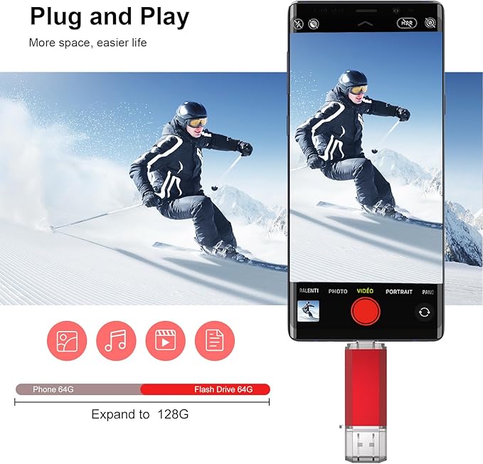 RAOYI 3 Pack 64GB USB C Flash Drive, 2 in 1 USB 3.0 Type C Dual OTG Metal Thumb Drive Jump Drive Memory Stick with Keychain Suitable for USB-C Smartphones, Computers and Tablets (Red,Silver,Blue)