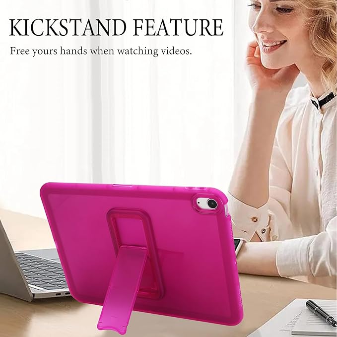 Slim Case for iPad Air 11-inch M4/M3/M2 (2026/2025/2024), Built-in Kickstand Non-Slip Shockproof Rugged Protective for Women Men, Rose