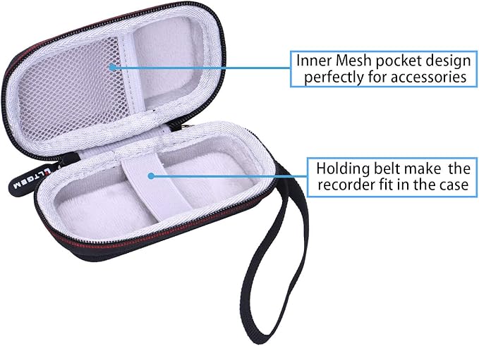 LTGEM Case Compatible with Digital Voice Recorder Voice Activated Recorder(Inside: 4.1"x2.1"x0.7"), Black+Grey