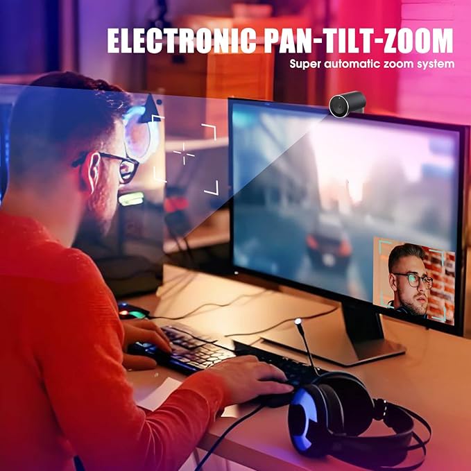 4K Webcam, UHD CMOS Sensor, Noise Canceling Mic, AI Autofocus, Adjustable FOV, Built-in Privacy Cover, Works for Teams, Zoom, Google Meet, PC/Mac/Laptop/MacBook/Tablet