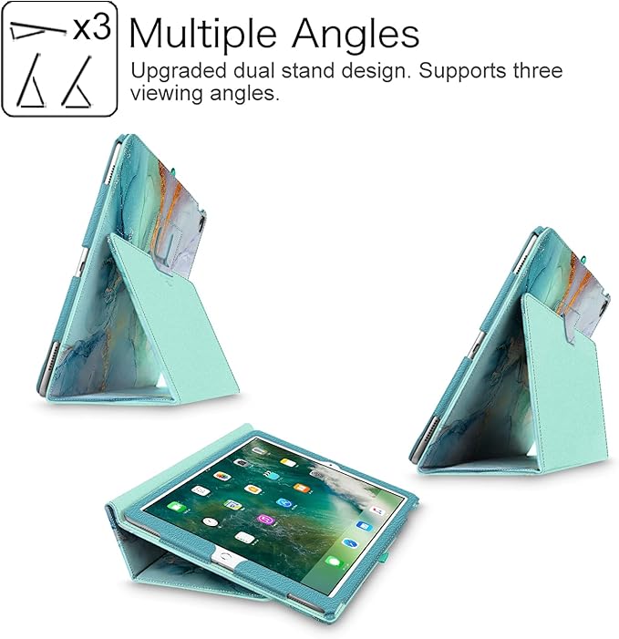 Fintie Folio Case for iPad Pro 12.9 (2nd Gen) 2017 / iPad Pro 12.9 (1st Gen) 2015 - [Corner Protection] Premium PU Leather Smart Stand Protective Cover with Auto Sleep/Wake (Emerald Marble)