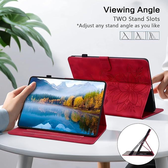 Case for iPad Pro 12.9 inch 6th/5th/4th/3rd Generation 2022/2021/2020/2018, Auto Wake/Sleep Supports Pencil Pro and Pencil(USB-C) Magnetic Clasp Stand, Red