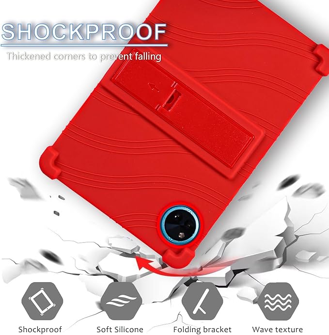 ATOOZ for DOOGEE U11 Case 11 Inch,Soft Silicone Kids Case for DOOGEE U11 Pro Tablet 2025/Teclast P50 Tablet with Stand (Red)