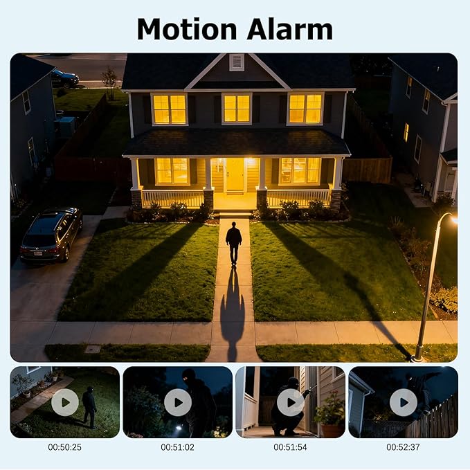Dual Lens Security Cameras Wireless Outdoor, Solar-Powered Home Security Camera with 6MP Color Night Vision, 2-Way Audio, PIR Motion Alarm, 5GHz/2.4Hz WiFi, Spotlight Siren, Waterproof