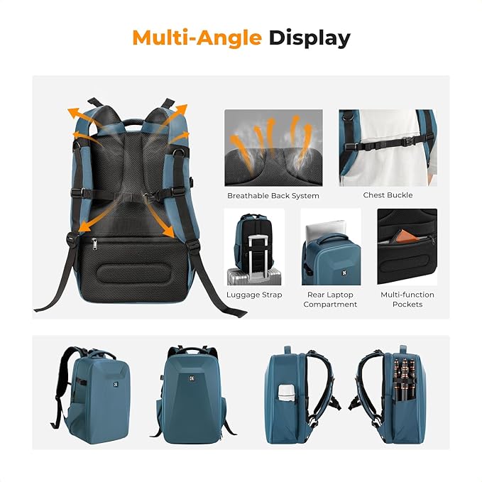 K&F CONCEPT Camera Backpack,Hardshell Photography DSLR Camera Bag with 15-15.6 Inch Laptop Compartment Hard Shell Camera Case Compatible with Canon/Nikon/Sony/DJI Mavic Drone