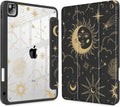 Tuiklol for iPad Pro 12.9 Inch 6th/5th/4th/3rd Generation 2022 2021 2020 2018 Case,Built-in Pencil Holder Clear Transparent Protective Back Shell Cover with Auto Sleep/Wake, Moon and Star