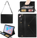 Handbag Case for iPad 10.2" (2019-2021) & iPad Pro/Air 10.5", Techcircle Folio Stand iPad Crossbody Wallet Case with Pencil Holder & Envelope Pocket, Hand Strap+Shoulder Strap Protective Cover, Black
