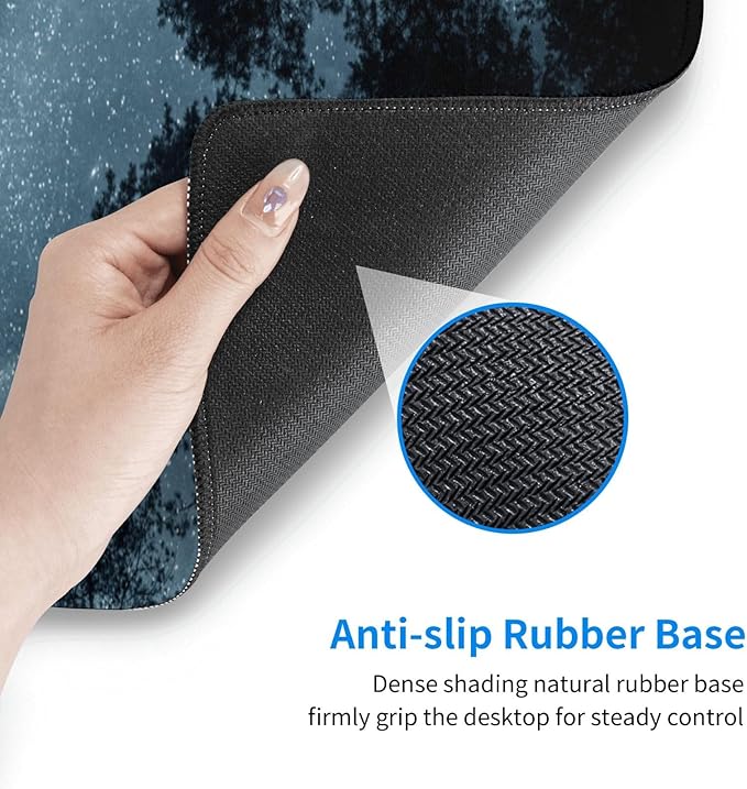 Night Sky Forest Mouse Pad XL Large Mousepad Non Slip Rubber Base Desk Mat for Laptop Computer Gaming 31.5" X 12"