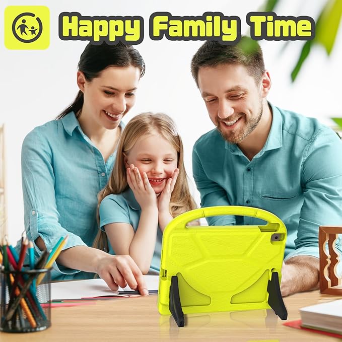 YIHE Kids Case for iPad 9th/8th/7th Generation, iPad Pro 10.5 & Air 3, Shockproof Protective Cover with Handle Stand & Screen Protector for 10.2/10.5 Inch iPads, Light Yellow