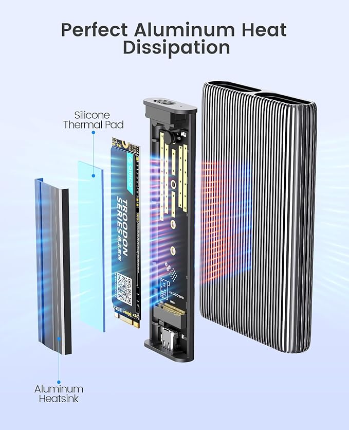 ORICO Dual M.2 NVMe SSD Aluminum USB3.2 Gen2 10Gbps, M.2 Type-C Docking Station for PCIe M-Key, B&M Key 2230/2242/2260/2280 SSD, Tool-Free, Up to 4TB