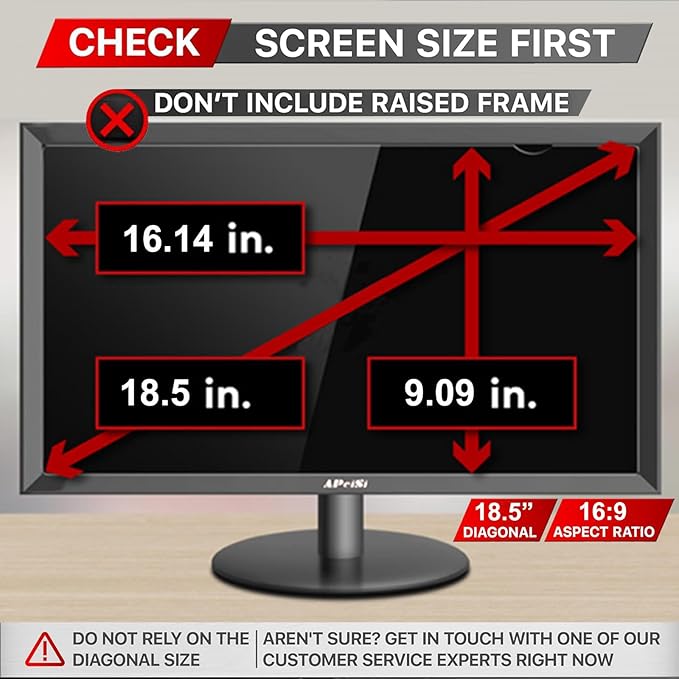 [2 Pack] 18.5 Inch Privacy Screen Filter for Widescreen 16:9 Monitor | Privacy Shield | Anti-Glare | Anti-Blue light | Anti-SPY | Eye Protection | Computer Security Private Filter Protector