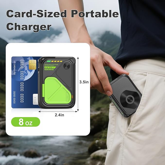 SEANCHEER P05 Portable Charger, Magnetic Power Bank, Small Wireless PowerBank,Emergency Battery Pack 10000mAh Travel Essentials Fast Charging with Built in Cable, Wall Plug for iPhone,Samsung,Andriod