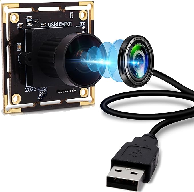 16MP 4K USB Camera with 170 Wide Angle Lens - 3496P Tiny Embedded Camera Board for Industrial, Machine, OpenCV, UVC, Video, Raspberry Pi, Jetson Nano