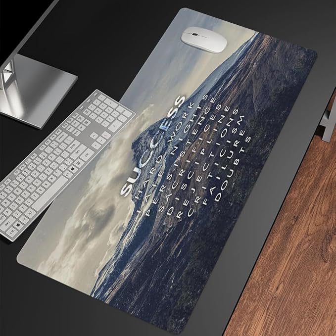 Success Mountain Desk Mat,Inspirational Large Mouse Pad 31.5"x15.7" Extended Gaming Mouse Pad Mat with Non-Slip Base Stitched Eges Mousepad for Computer,Office,Keyboard and Laptop Blue