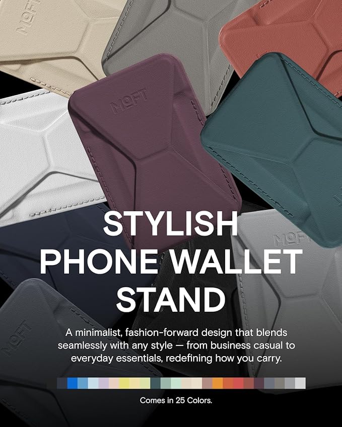 MOFT Magnetic Wallet Stand Compatible with iPhone 17/16/15/14/13/12 Series, Angle Adjustment & Magsafe Compatible MOVAS Phone Stand,BlackBerry