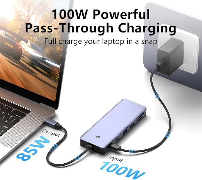 7-in-1 USB C Hub with M.2 NVMe SSD Enclosure, 10Gbps USB-C/3.1 Gen2, 100W PD, USB 2.0, PCIe 3.0 Support for MacBook Pro & Type-C Devices
