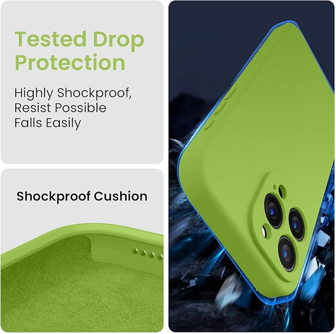 FireNova Designed for iPhone 15 Pro Case, Silicone Upgraded [Camera Protection] Phone Case, Soft Anti-Scratch Microfiber Lining Inside, 6.1 inch, Sprout Green
