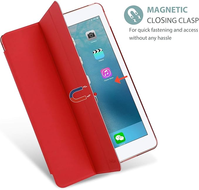 ProCase Smart Case for iPad 9.7 Inch iPad 6th/5th Generation 2018 2017(Model: A1893 A1954 A1822 A1823), Ultra Slim Lightweight Stand Cover with Translucent Frosted Back -Red