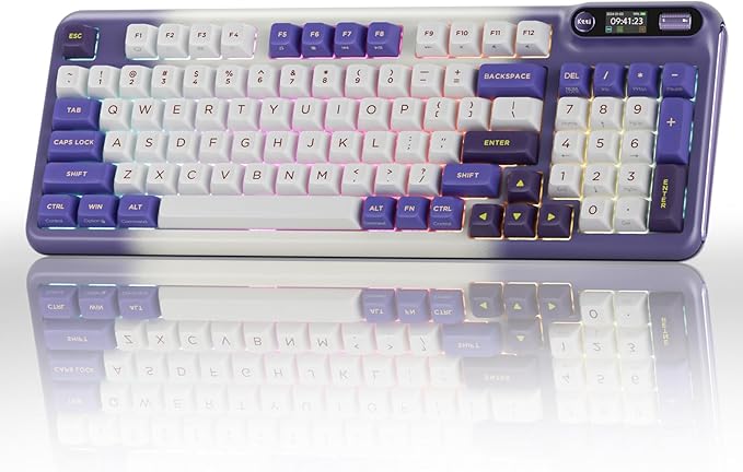 KZZI Z98 Wireless Mechanical Keyboard, Smart Display & Knob, BT5.0/2.4GHz/USB-C, Hot Swappable Custom Keyboard, Pre-lubed Linear Switches, Gasket Mount, RGB Creamy Gaming Keyboard
