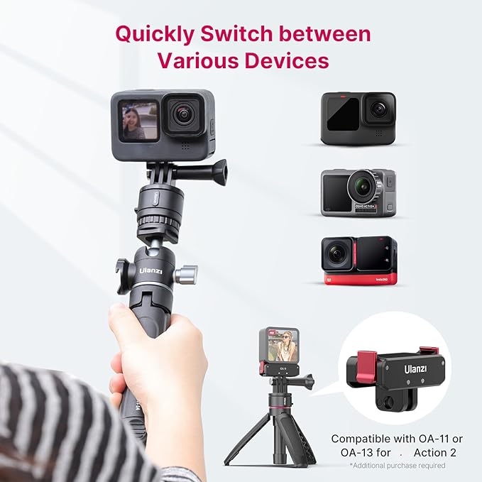 ULANZI Select Tripod Mount Accessories for Action Camera - Go Quick II Basic Set Magnetic Quick Release Adapter for Tripod/Bike/Helmet/Clamp Clip Mount/Suction Cup