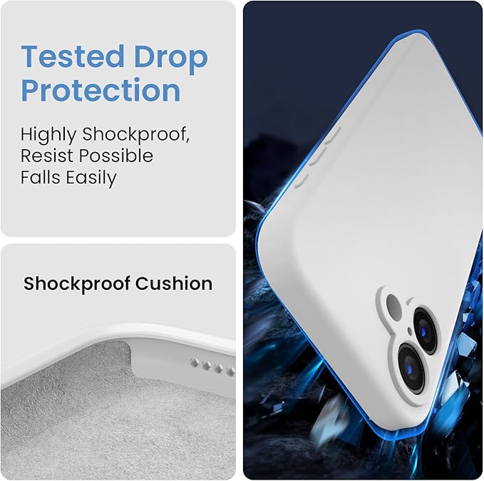 FireNova Designed for iPhone 16 Plus Case, Silicone Upgraded [Camera Protection] Case, Soft Anti-Scratch Microfiber Lining Inside, 6.7 inch, White