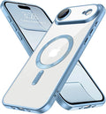 Hython Magnetic Clear for iPhone Air Case with Camera Lens Protector [Compatible with MagSafe] Luxury Plating Edge Slim Soft TPU Cover Protective Phone Case for iPhone Air 6.5", Matte Light Blue