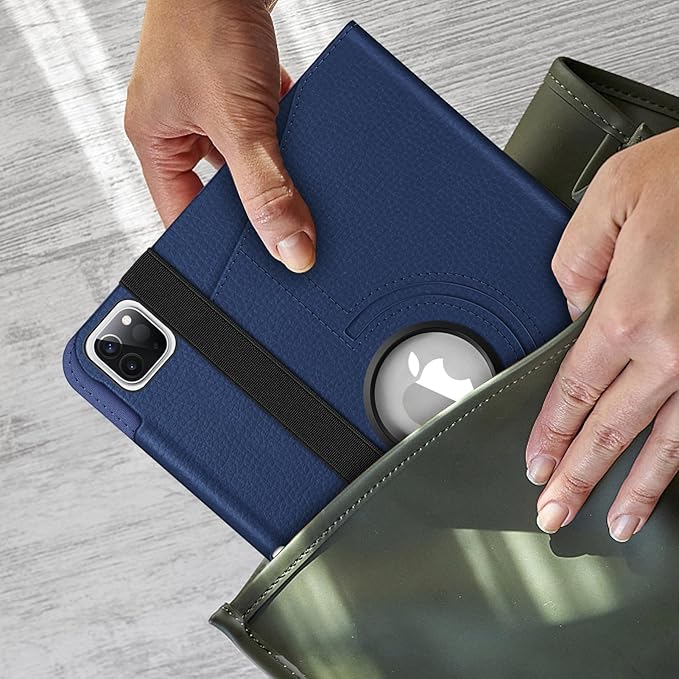 Fintie Rotating Case for iPad Pro 11-inch (4th / 3rd Generation) 2022/2021-360 Degree Swiveling Stand Cover w/Pencil Holder, Auto Sleep/Wake, Also Fit iPad Pro 11" 2nd/1st Gen, Navy