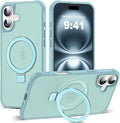SKYLMW Compatible with iPhone 16 Plus Case with Invisible Magnetic O-Ring Stand Military-Grade Translucent Case for iPhone 16 Plus 6.7" [Compatible with Mag-Safe][Great Grip Feeling], Blue