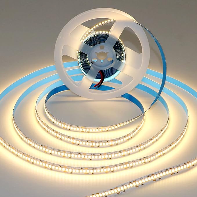 SUYOOULIN LED Strip Lights, SMD 2835 LED Strip Warm White 3000K, DC12V 1200LEDs 16.4Ft 26000LM High Density LED Light Strips Non-Waterproof, 3 Times Brightness Than SMD3528 LED Strip