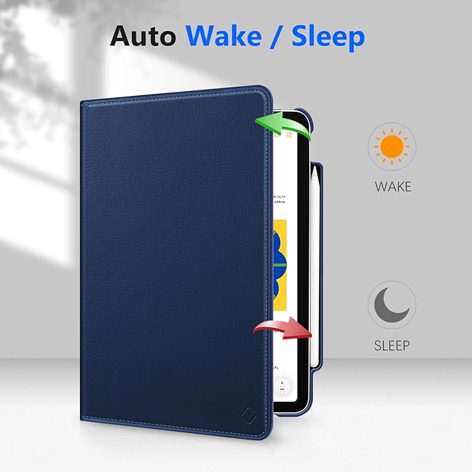 Fintie Rotating Case for iPad Pro 11-inch (4th / 3rd Generation) 2022/2021-360 Degree Swiveling Stand Cover w/Pencil Holder, Auto Sleep/Wake, Also Fit iPad Pro 11" 2nd/1st Gen, Navy