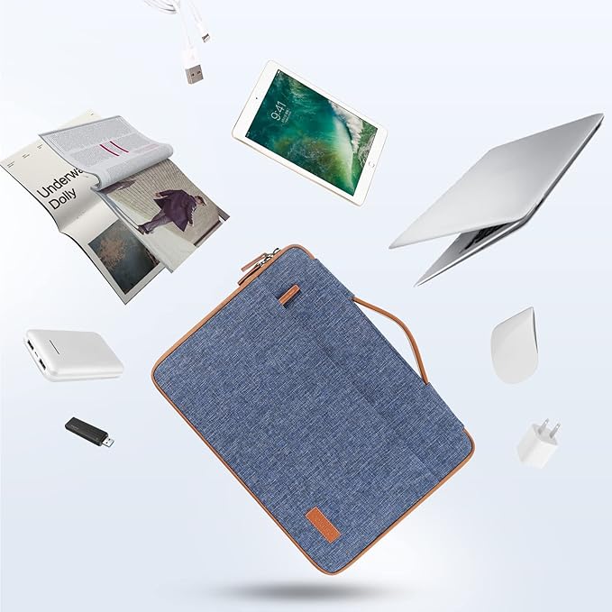 DOMISO 17.3 inch Laptop Case Sleeve Protective Cover Compatible with 17.3 inch HP Pavilion Envy 17/Lenovo IdeaPad/Acer/ASUS/Dell/Alienware/LG Gram,Water Resistant Computer Bag with Handle,Blue