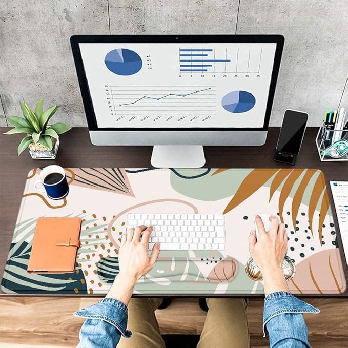 LATEEFAH Desk Mat, Mouse Pad with Wrist Rest, 4-in-1 Large Mouse Pads for Desk, Ergonomic Mouse Pad and Keyboard Wrist Rest Gaming Keyboard Mat for Office, Home