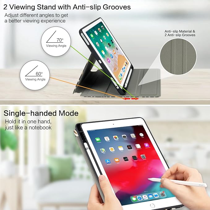 Vimorco for iPad 6th/5th Generation Case 2018/2017, for iPad Air 2/Air Case 2014/2013, for iPad Cases 6th/5th Gen 9.7-inch Pencil Holder/4 Viewing Stands/Typing Stand/Slim,Leopard Zebra