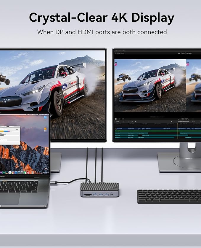 ORICO 12-in-1 USB C Hub with M.2 SSD Enclosure 10Gbps, Tool-Free USB C Docking Station with Built-in Fan, HDMI, DP, Gigabit Ethernet, 100W PD, SD/TF, Audio/Mic, USB A & Type C for Laptop Mac-M2P11