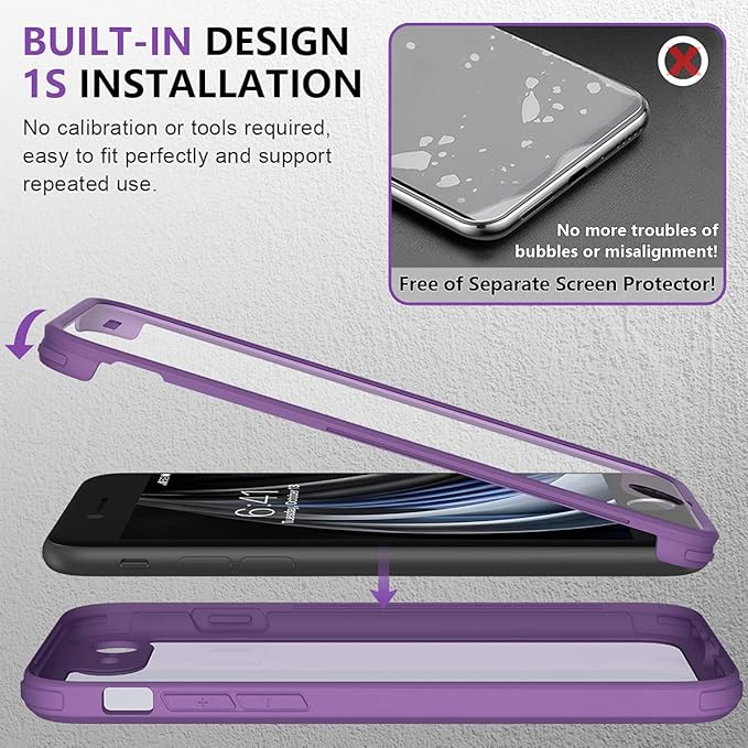 Miracase Crossbody Phone Lanyard Cases, Clip and Go Strap for iPhone SE, Adjustable Crossbody Cell Belt with Zippered Pouch, Neck Shoulder Cell Lanyard for Women, Purple